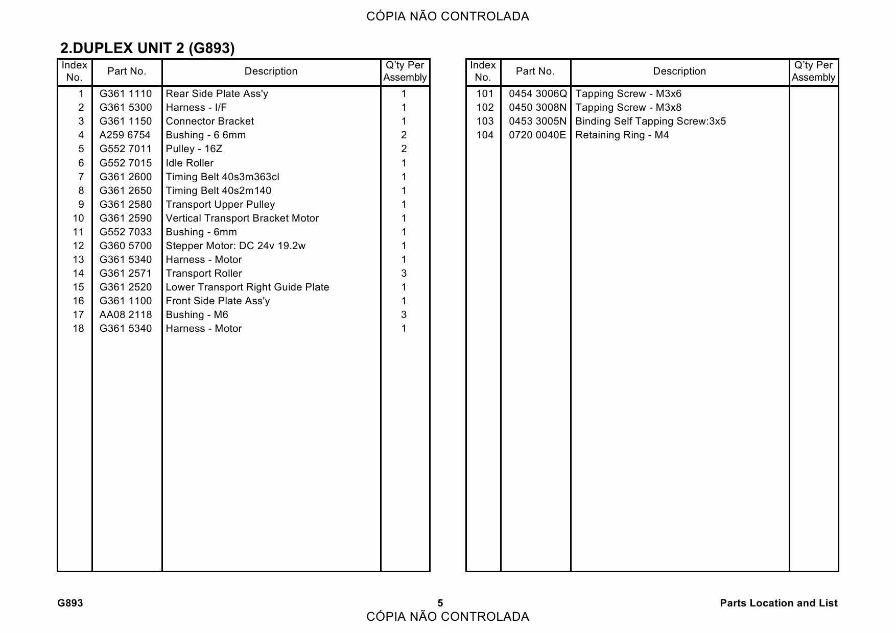 RICOH Options G893 DUPLEX-UNIT-AD1000 Parts Catalog PDF download-2